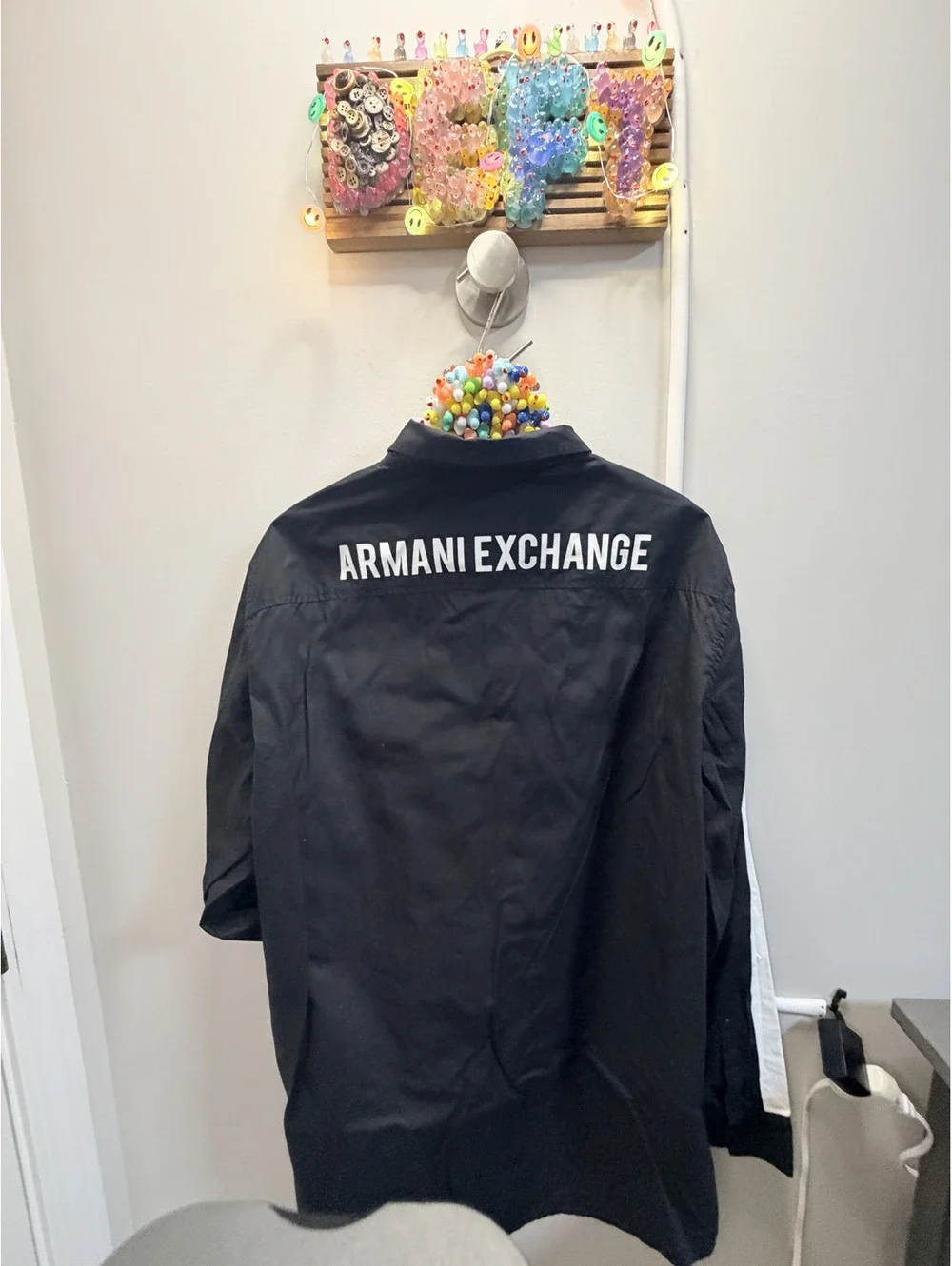 Armani Exchange Black and White Long Sleeve Shirt with 1991 Print - Picture 8 of 9